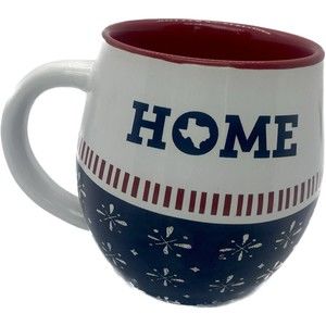 Hallmark Texas Home Coffee Tea Mug Red White & Gray 12 Fl Oz 4” Tall Stoneware